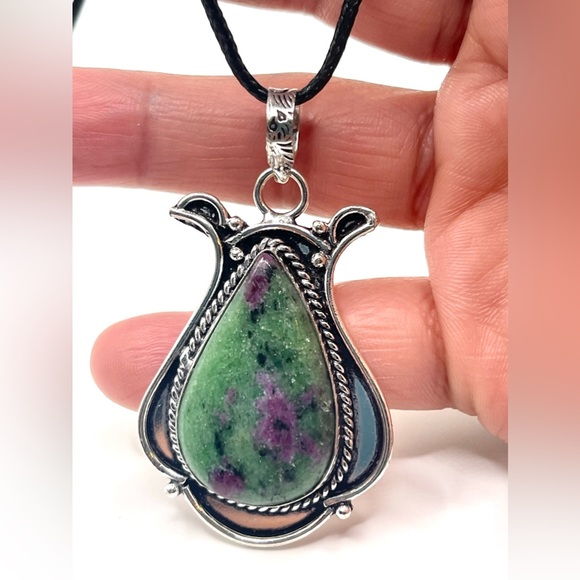 Tanzaniate Ruby Zoisite Pendant 2 1/4” - Picture 9 of 13